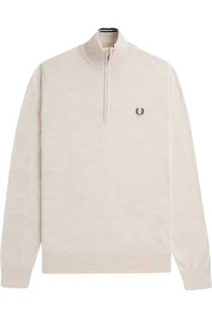 Fred Perry Stickade tröjor & koftor, Herr, M, Bomull, Klassisk Halvzip Merinoulltröja