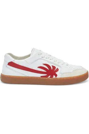 Palm Angels Skor, Herr, 41 EU, Läder, Vita Sneakers med Palm Tree Motif