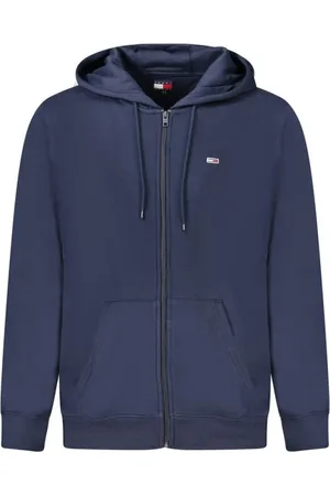 Tommy Hilfiger Sweatshirts & Hoodies, Herr, XL, Bomull, Blå bomullströja med ribbade detaljer