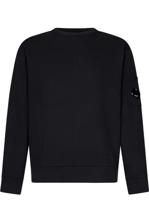 C.P. Company Sweatshirts & Hoodies, Herr, XL, Bomull, Blå Bomullströja med Tryckknappsficka