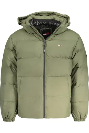 Tommy Hilfiger Jacka, Herr, M, Polyester, Grön Huva Jacka med Broderi