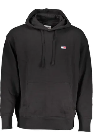 Tommy Hilfiger Sweatshirts & Hoodies, Herr, L, Bomull, Svart huvtröja med logotyp
