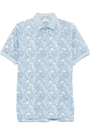 Etro Topp, Herr, XL, Bomull, Klarblå Blommig Paisley Pikétröja