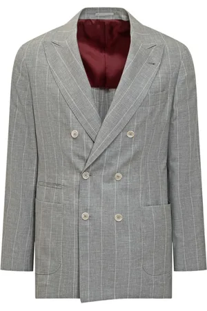 Brunello Cucinelli Jacka, Herr, XL, Grå Pinstripe Dubbelknäppt Klänning