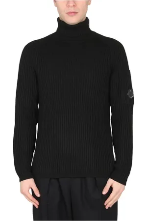 C.P. Company Stickade tröjor & koftor, Herr, M, Svart Ull Turtle Neck Sweater