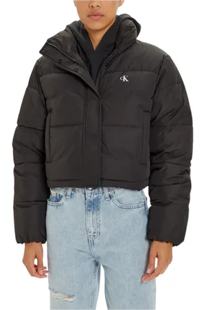 Calvin Klein Jacka, Dam, L, Svart Zip-Up Jacka med Fickor