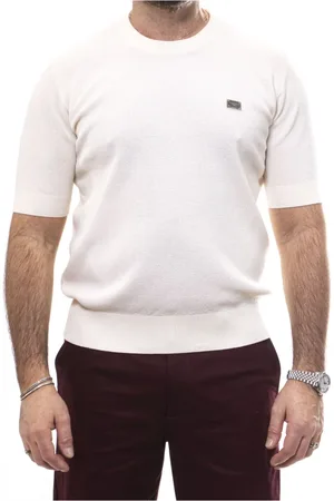 Dolce & Gabbana Stickade tröjor & koftor, Herr, L, Naturligt vit herrtröja