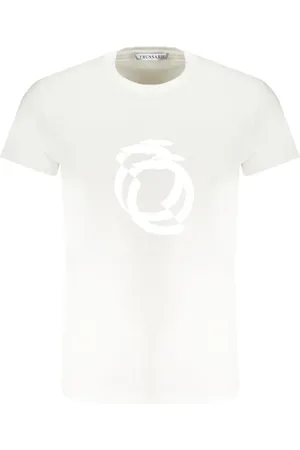 Trussardi Topp, Herr, XL, Bomull, Bomull Logo Print Kortärmad T-shirt