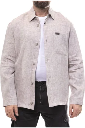 FAY Skjorta, Herr, S, Linne, Faded Linen Shirt Jacket