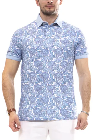 Etro Topp, Herr, L, Roma Print Vit Polo Skjorta