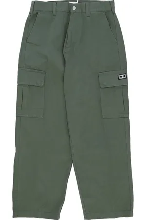 Obey Byxor, Herr, W36, Bomull, Baggy Twill Cargo Byxor Laurbärskrans
