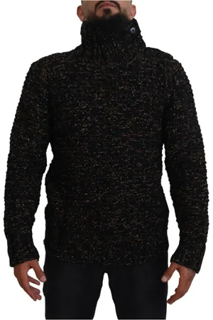 Dolce & Gabbana Stickade tröjor & koftor, Herr, S, Kashmir, Lyxig Stickad Turtleneck Tröja