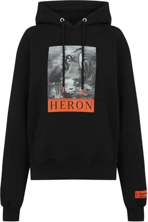 Heron Preston Sweatshirts & Hoodies, Dam, S, Bomull, Svart Logo Hoodie Sweatshirt Bomull Portugal