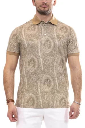 Etro Topp, Herr, L, Roma Print Polo Beige