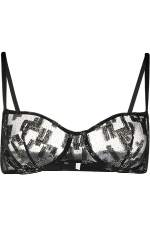 ERES Underkläder, Dam, 95B EU, Läder, Svart/Guld Blommig Lurex Bh Underkläder