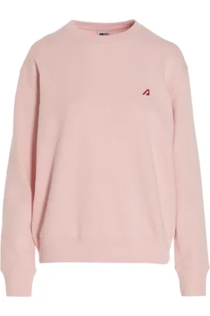 Autry Sweatshirts & Hoodies, Dam, L, Bomull, Broderad Logotyp Crewneck Sweatshirt Rosa