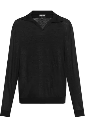 Giorgio Armani Stickade tröjor & koftor, Herr, 2Xl, Linne, Linne polo