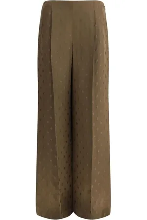 Fendi Byxor, Dam, S, Blommig Wide-Leg Silkesbyxor