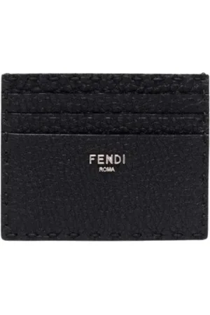 Fendi Accessoarer, Herr, ONE Size, Läder, Svart Läderkorthållare Plånbok