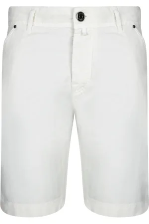 Jacob Cohen Shorts, Herr, W36, Bomull, Vit Chambray Bermuda Shorts