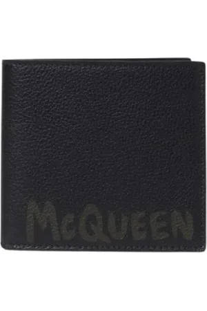 Alexander McQueen Accessoarer, Herr, ONE Size, Läder, Lyxigt Läderplånbok med Graffiti Print