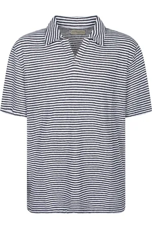 OFFICINE GENERALE Topp, Herr, L, Blå T-shirt Avslappnad Stil