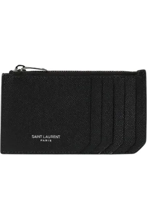 Saint Laurent Accessoarer, Herr, ONE Size, Läder, Svart Läderkorthållare Plånbok