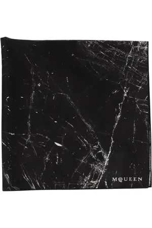 Alexander McQueen Accessoarer, Herr, ONE Size, Lyxig Marmormönster Sidenscarf