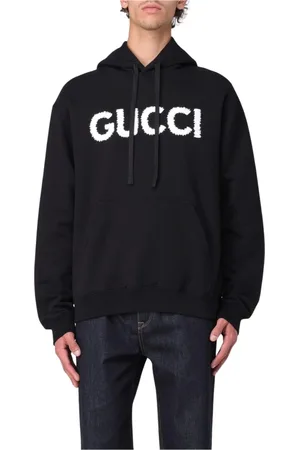 Gucci Sweatshirts & Hoodies, Herr, L, Bomull, Ikonisk Logo Hoodie Sweatshirt Svart