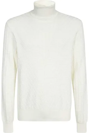 Armani Exchange Stickade tröjor & koftor, Herr, L, Bomull, Klassisk vit herrtröja