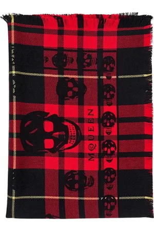 Alexander McQueen Accessoarer, Herr, ONE Size, Rutig sjal med skalletryck