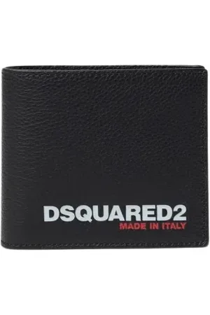 Dsquared2 Accessoarer, Herr, ONE Size, Läder, Italiensk Läderplånbok Stilren Svart Tillbehör