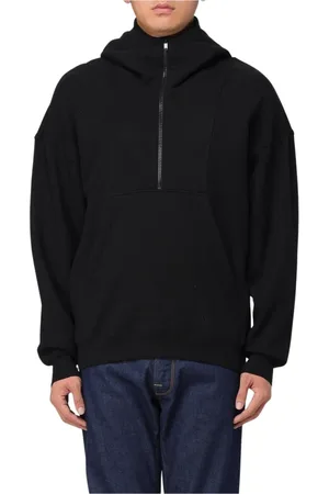 Saint Laurent Sweatshirts & Hoodies, Herr, L, Svart HalfZip Hoodie Sweatshirt