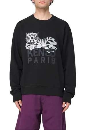 Kenzo Sweatshirts & Hoodies, Herr, M, Bomull, Grafisk Svart Sweatshirt Stilren Mångsidig