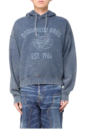 Dsquared2 Sweatshirts & Hoodies, Herr, M, Bomull, Tigerhuvud Grafisk Hoodie