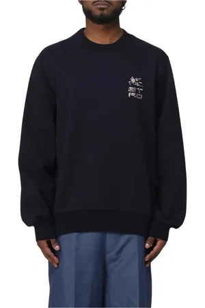 Etro Sweatshirts & Hoodies, Herr, S, Bomull, Blå Broderad Logosweatshirt