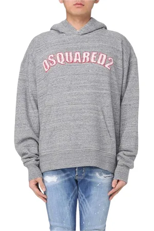 Dsquared2 Sweatshirts & Hoodies, Herr, 3Xl, Bomull, Avslappnad Passform Hoodie Grå Sweatshirt