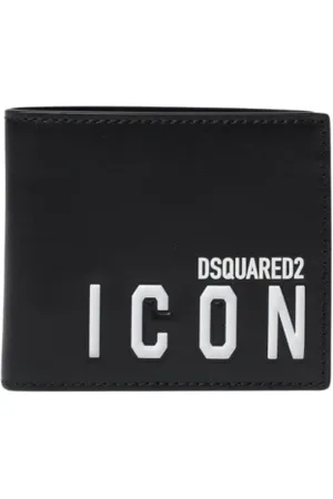 Dsquared2 Accessoarer, Herr, ONE Size, Läder, Svart Läder Plånbok Ikonisk Stil