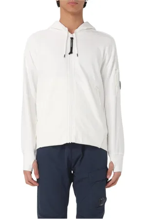 C.P. Company Sweatshirts & Hoodies, Herr, S, Bomull, Blå ZipUp Hoodie med Tumhål