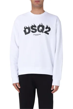 Dsquared2 Sweatshirts & Hoodies, Herr, M, Bomull, Flame Logo Crew Neck Sweatshirt