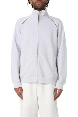Brunello Cucinelli Sweatshirts & Hoodies, Herr, M, Bomull, Lyxig Zip-Up Sweatshirt i Grå