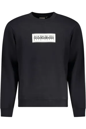Napapijri Sweatshirts & Hoodies, Herr, L, Bomull, Svart Bomullströja med Logotyptryck