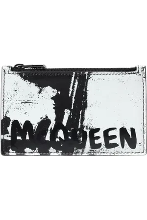 Alexander McQueen Accessoarer, Herr, ONE Size, Läder, Graffiti Print Korthållare Plånbok