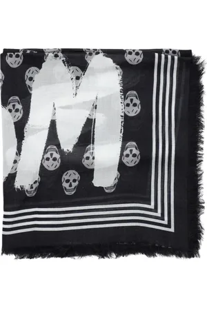 Alexander McQueen Accessoarer, Herr, ONE Size, Lyxig Svart Skull Print Sidenscarf