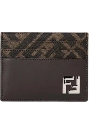 Fendi Accessoarer, Herr, ONE Size, Läder, Canvas Korthållare Plånbok