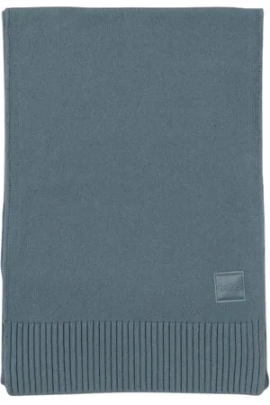 HUGO BOSS Accessoarer, Herr, ONE Size, Bomull, Grön Stickad Ribbstickad Halsduk