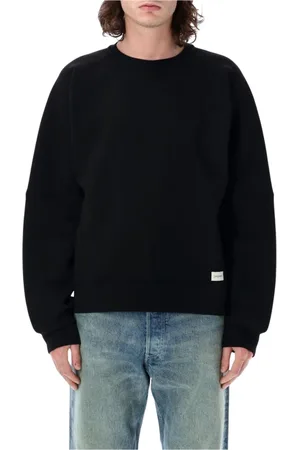 Saint Laurent Sweatshirts & Hoodies, Herr, L, Bomull, Svart Crew Neck Sweatshirt