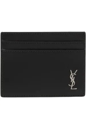 Saint Laurent Accessoarer, Herr, ONE Size, Läder, Logo Korthållare Plånbok Svart