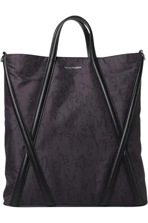 Alexander McQueen Väska, Herr, ONE Size, Läder, Lyxig Graffiti Print Toteväska