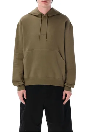 Saint Laurent Sweatshirts & Hoodies, Herr, M, Bomull, Khaki Stickat Hoodie Ss25